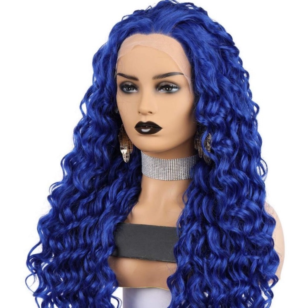 💕ACADIA 26” BLUE DEEP CURLY LACE FRONT WIG 💕 NWT - Picture 3 of 7